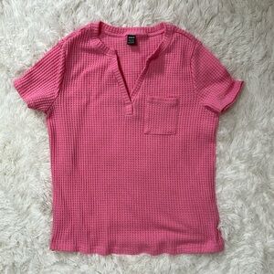 Waffle weave v-neck top